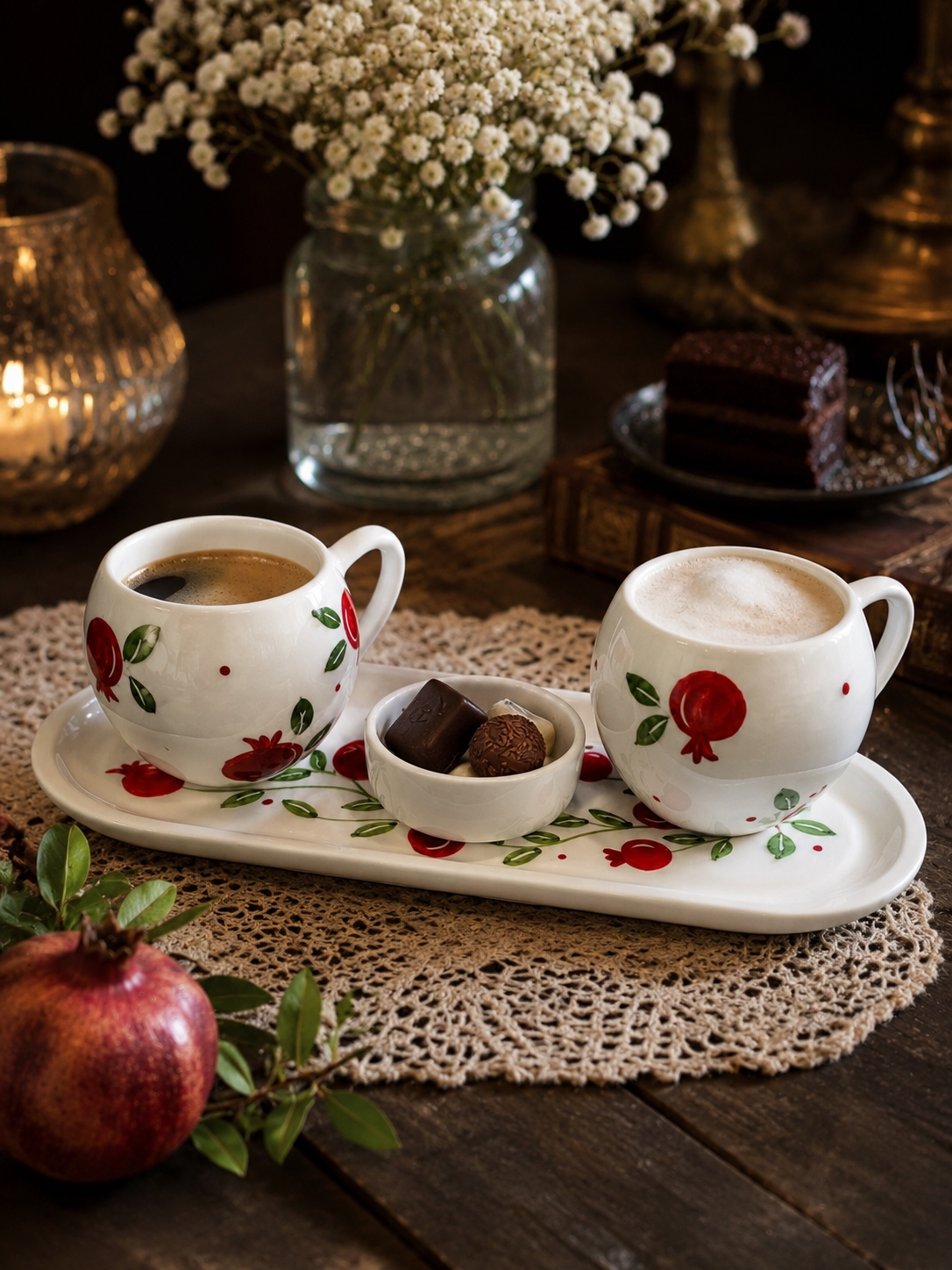 ست قهوه خوری انار سرامیکی دو نفره