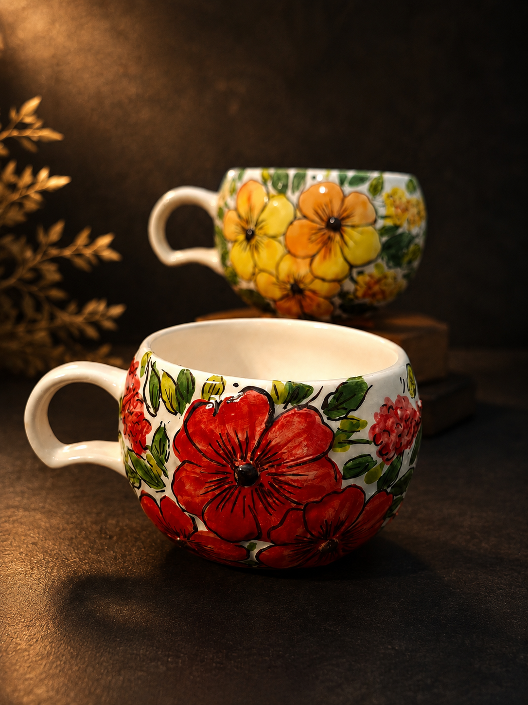 ماگ سرامیکی گل برجسته