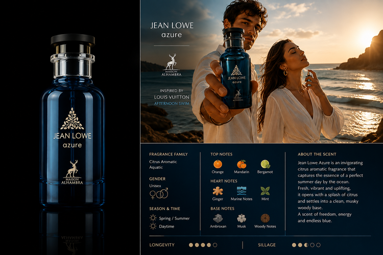 ادکلن لویی ویتون افترنون سوییم الحمبرا اصلی ، جین لوو آزور Alhambra Jean Lowe Azure